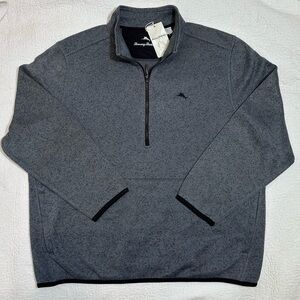 Tommy Bahama Charcoal Navy Quarter Zip-Up Men's Sweater